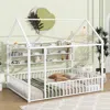 Streamdale Furniture Streamdale Full Size Metal Bed House Bed Frame With Fence And Shelves