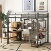 Streamdale Furniture Streamdale Full Size Metal Loft Bed With Storage Staircase And Small Wardrobe