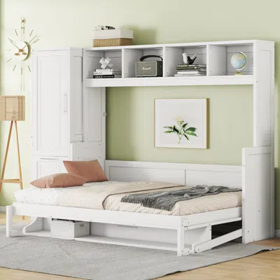Streamdale Furniture Streamdale Full Size Murphy Bed Wall Bed With Closet And Drawers