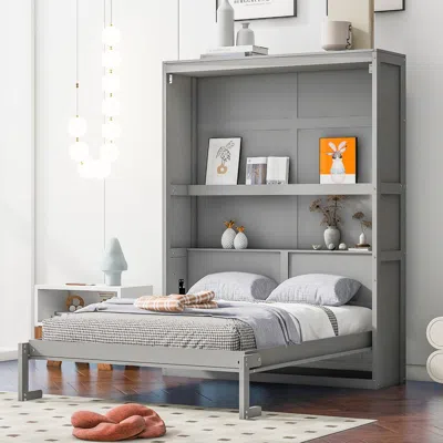 Streamdale Furniture Streamdale Full Size Murphy Bed Wall Bed With Shelves