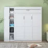 Streamdale Furniture Streamdale Full Size Murphy Bed Wall Bed With Shelves, Wardrobe And Led Lights