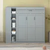 Streamdale Furniture Streamdale Full Size Murphy Bed Wall Bed With Shelves, Wardrobe And Led Lights