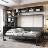 Streamdale Furniture Streamdale Full Size Murphy Bed Wall Bed With Sofa, Shelves Usb & Light,gray In Black