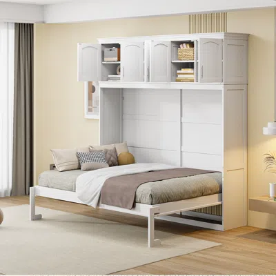 Streamdale Furniture Streamdale Full Size Murphy Bed Wall Bed With Top Cabinets