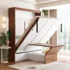 Streamdale Furniture Streamdale Full Size Murphy Bed With Foldable Desk - Space Saving Wall Bed - Walnut & White