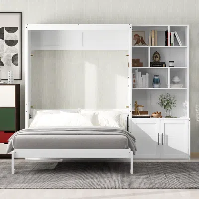 Streamdale Furniture Streamdale Full Size Murphy Bed With Multiple Storage Shelves And A Cabinet