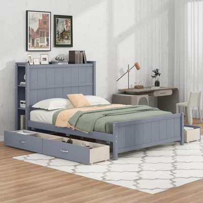 Streamdale Furniture Streamdale Full Size Platform Bed With Drawers And Storage Shelves