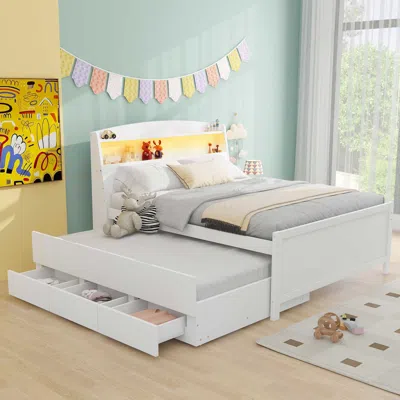 Streamdale Furniture Streamdale Full Size Platform Bed With Storage Led Headboard
