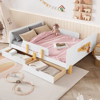 Streamdale Furniture Streamdale Full Size Platform Bed With Storage, Solid Wood Frame, No Box Spring Needed, White