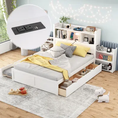 Streamdale Furniture Streamdale Full Size Storage Platform Bed With Pull Out Shelves