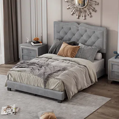 Streamdale Furniture Streamdale Full Size Upholstered Bed Frame With Rivet Design