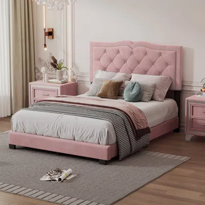 Streamdale Furniture Streamdale Full Size Upholstered Bed Frame With Rivet Design