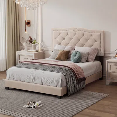 Streamdale Furniture Streamdale Full Size Upholstered Bed Frame With Rivet Design