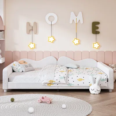 Streamdale Furniture Streamdale Full Size Upholstered Daybed, Sherpa Fabric Sofabed With Cloud-shaped Backrest, No Box-sp In Multi