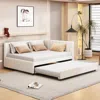 Streamdale Furniture Streamdale Full Size Upholstered Daybed With Trundle Sofa Bed Frame No Box