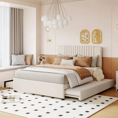 Streamdale Furniture Streamdale Full Size Upholstered Platform Bed With 2 Drawers And 1 Twin Size