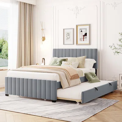 Streamdale Furniture Streamdale Full Size Upholstered Platform Bed With Twin Size Trundle