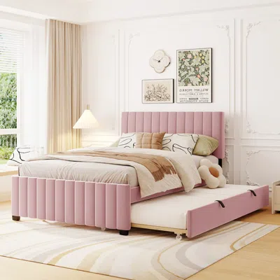 Streamdale Furniture Streamdale Full Size Upholstered Platform Bed With Twin Size Trundle