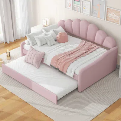 Streamdale Furniture Streamdale Full Size Upholstery Daybed Frame With Shall Shaped Backrest