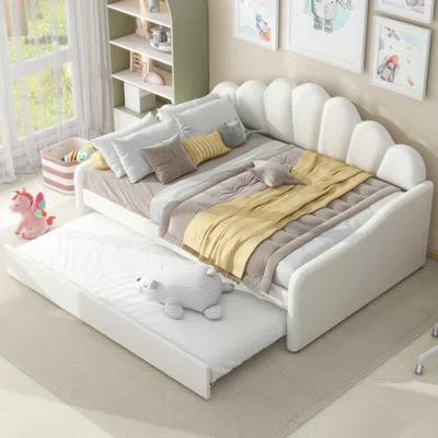 Streamdale Furniture Streamdale Full Size Upholstery Daybed Frame With Shall Shaped Backrest