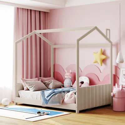 Streamdale Furniture Streamdale Full Size Velvet House Bed Wood Bed