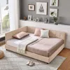 Streamdale Furniture Streamdale Full Size Velvet Tufted Bed Frame With Backrest & Armrests