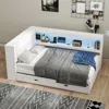 Streamdale Furniture Streamdale Full Size Wood Daybed With Storage Shelves, Usb, Led, And Trundle