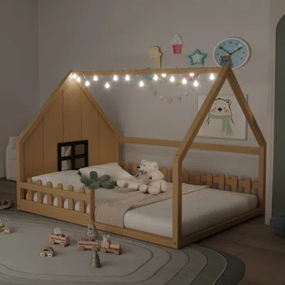 Streamdale Furniture Streamdale Full Size Wood House Bed With Window And Fence