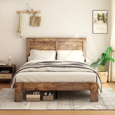 Streamdale Furniture Streamdale Full Size Wood Platform Bed Frame - Noise Free, Easy Assembly, Dark Brown