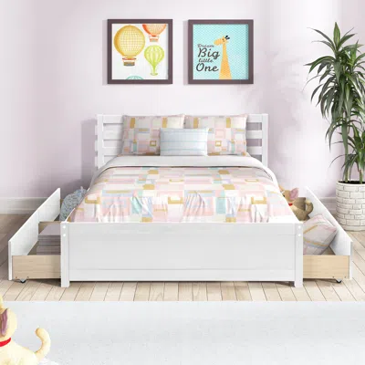 Streamdale Furniture Streamdale Full Size Wood Platform Bed Frame With Headboard And Four Drawers