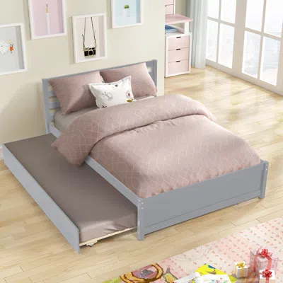 Streamdale Furniture Streamdale Full Size Wood Platform Bed Frame With Headboard And Twin Trundle
