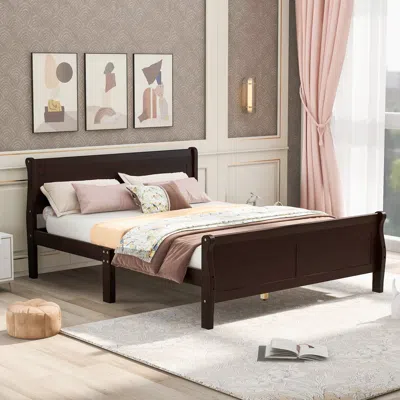 Streamdale Furniture Streamdale Full Size Wood Platform Bed With Headboard And Wooden Slat Support