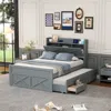 Streamdale Furniture Streamdale Full Size Wooden Bed With Storage Headboard With Outlets