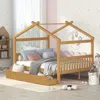 Streamdale Furniture Streamdale Full Size Wooden House Bed With Drawers, White In Brown