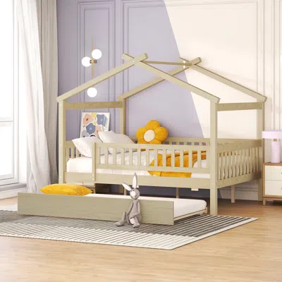 Streamdale Furniture Streamdale Full Size Wooden House Bed With Twin Size Trundle