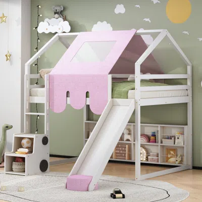 Streamdale Furniture Streamdale Full Size Wooden Loft Bed House-shaped Frame With A Tent