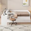 Streamdale Furniture Streamdale Full Size Wooden Platform Bed With 6 Drawers, Shelves And Dressing Table, White In White