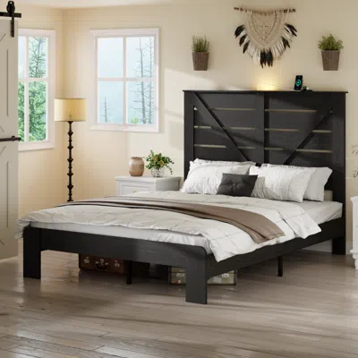 Streamdale Furniture Streamdale Full Wood Platform Bed Frame, Noise Free, Easy Assembly, Under Bed Storage, Black