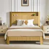 Streamdale Furniture Streamdale Full Xl Bed Frame: Storage Headboard, Charging Station, Natural In Gold