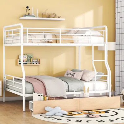 Streamdale Furniture Streamdale Full Xl Over Queen Metal Bunk Bed With 2 Drawers