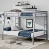 Streamdale Furniture Streamdale Full Xl Over Queen Metal Bunk Bed With Ladder And Guardrails, Silver
