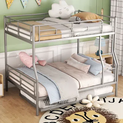 Streamdale Furniture Streamdale Full Xl Over Queen Metal Bunk Bed With Trundle