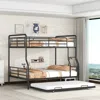 Streamdale Furniture Streamdale Full Xl Over Queen Metal Bunk Bed With Twin Size Trundle