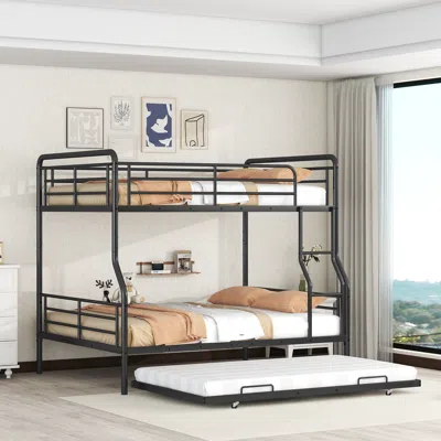Streamdale Furniture Streamdale Full Xl Over Queen Metal Bunk Bed With Twin Size Trundle