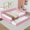 Streamdale Furniture Streamdale Full Xl Upholstered Platform Bed With Twin Xl Trundle