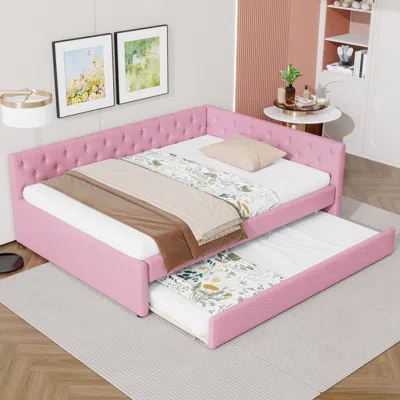 Streamdale Furniture Streamdale Full Xl Upholstered Platform Bed With Twin Xl Trundle