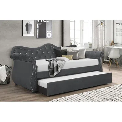 Streamdale Furniture Streamdale Galaxy Home Abby Upholstered Velvet Wood Daybed With Trundle