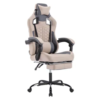 Streamdale Furniture Streamdale Gaming Chair Massage Ergonomic Footrest Lumbar Support Grey