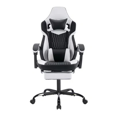 Streamdale Furniture Streamdale Gaming Chair With Footrest, Ergonomic High Back, Black/white