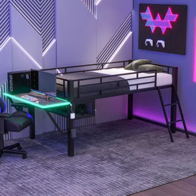 Streamdale Furniture Streamdale Gaming Mid Loft Bed With Desk
